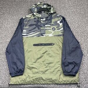 Naruto Shippuden Kakashi Windbreaker Jacket Men 2XL Green Camo Long Sleeve